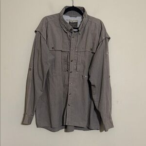 Drake Brown Checkered Shirt mens XL outdoor fishing camp casual long sleeves